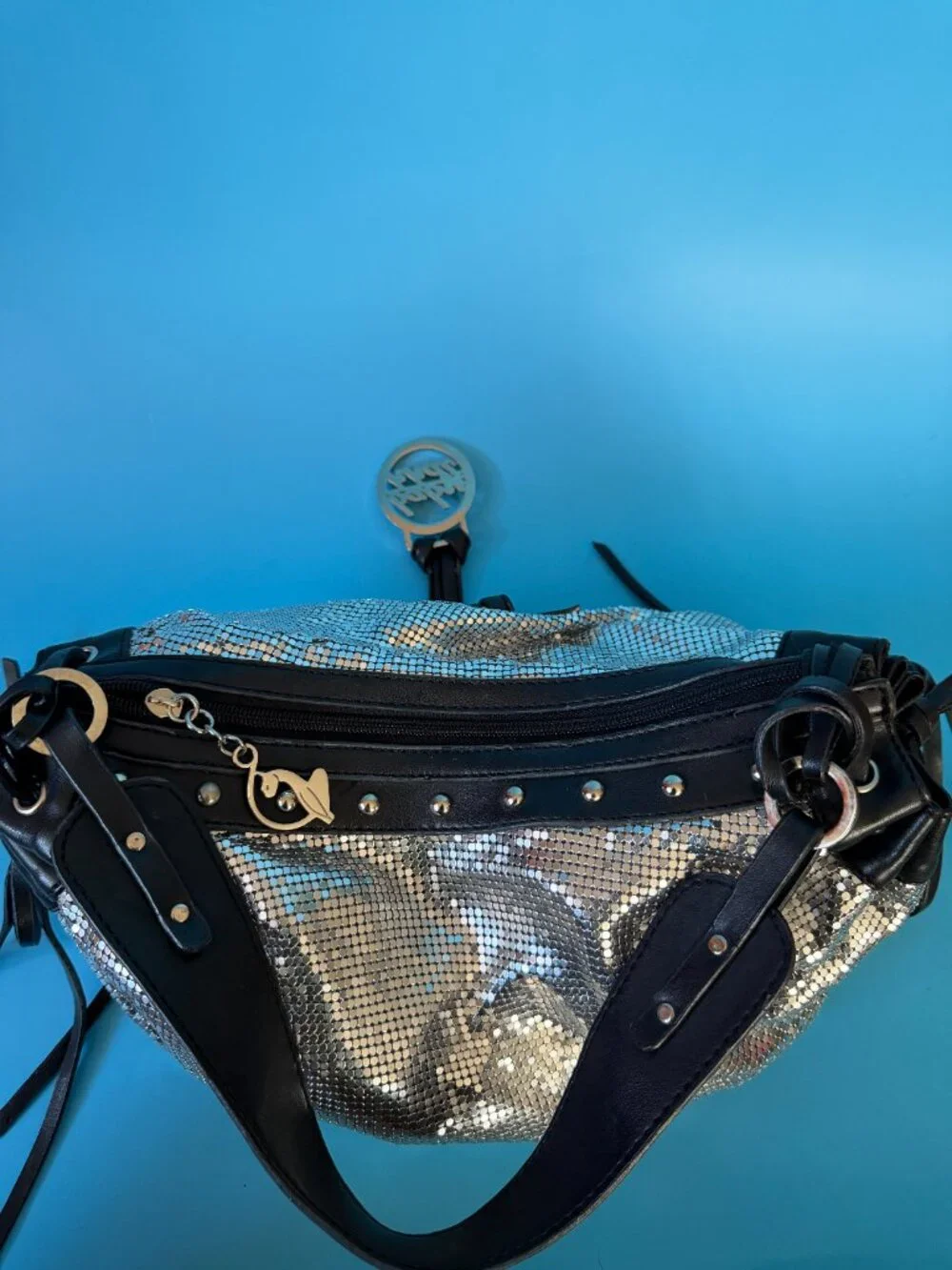 Baby Phat Y2K Silver Aluminum Metal Mesh Crescent Hobo Bag Vintage Y2K